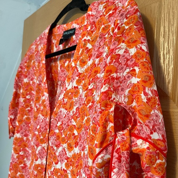 Cynthia Rowley Short Sleeve Tie Floral Blouse - Picture 3 of 8